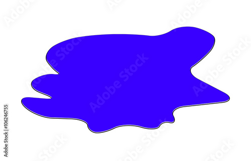 Puddle of water spill clipart. Blue stain, plash, drop. Vector illustration isolated on the white background