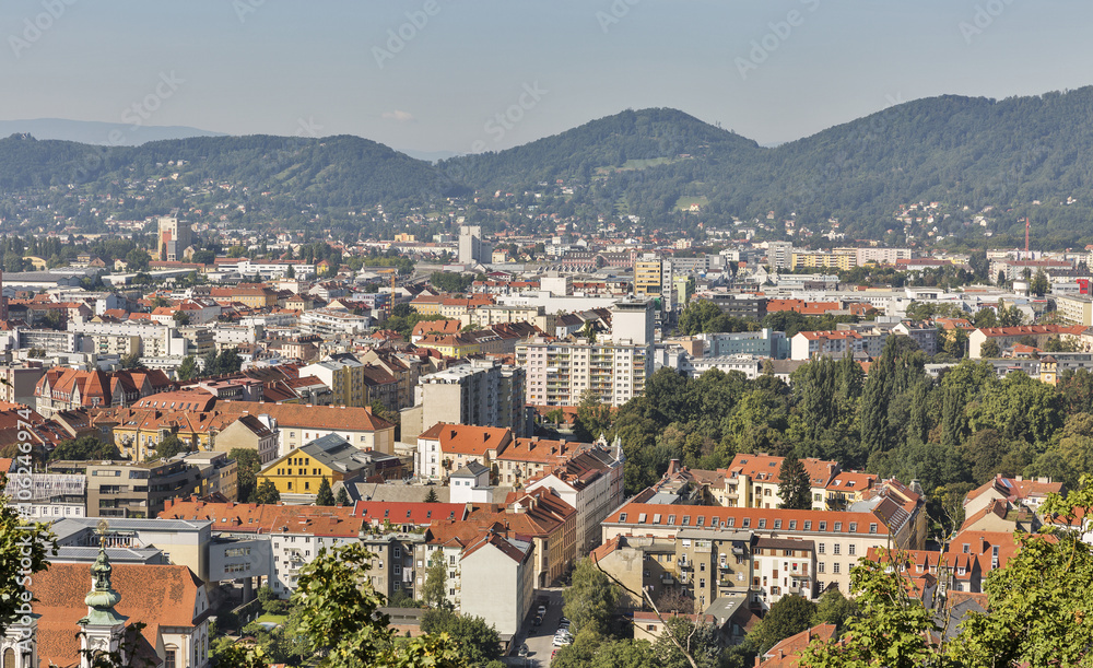 Graz aerial cityscape, Austria