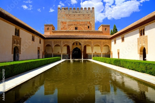 Picturesque Courtyard of the Myrtles at the Alhambra, Granada, Spain photo