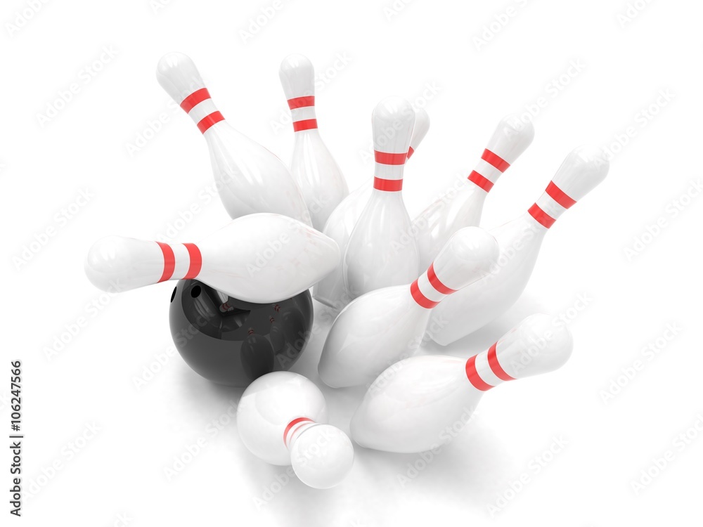 Bowling ball and skittles isolated Bowling ball and skittles isolated