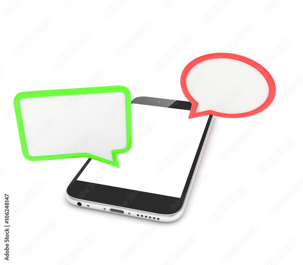 smartphone with bubbles isolated on white background smartphone with bubbles isolated on white background