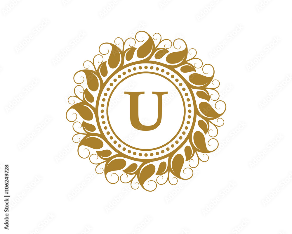 Naklejka premium U Crest Beauty Leaf Logo