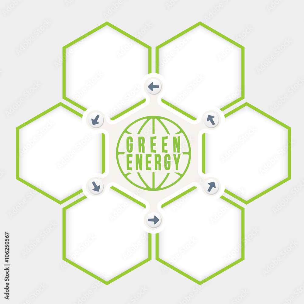 Abstract hexagons for your text and green energy symbol Abstract hexagons for your text and green energy symbol
