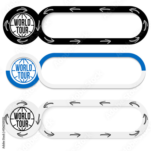 Set of three abstract buttons for your text and world tour icon