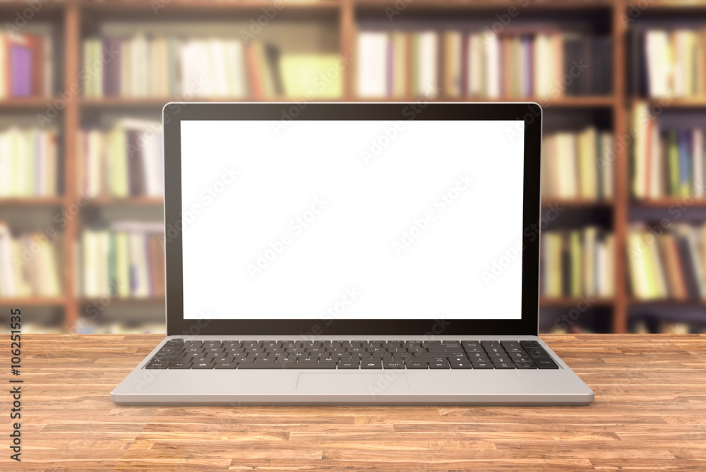 laptop mockup on library background laptop mockup on library background
