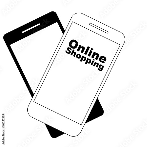 Flat design of modern smartphone with online shopping concept