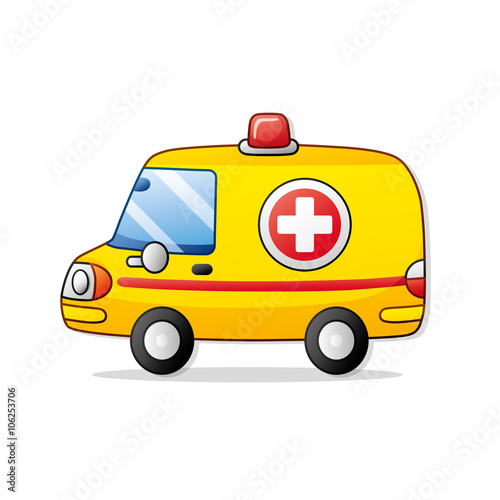 Yellow ambulance car.
