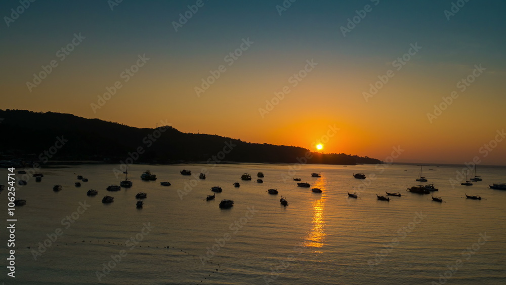 Timelapse Sunset on the sea with boat Timelapse Sunset on the sea with boat