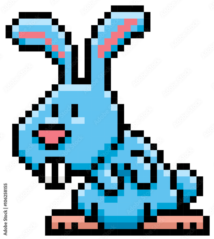 Vector illustration of cartoon rabbit - Pixel design
