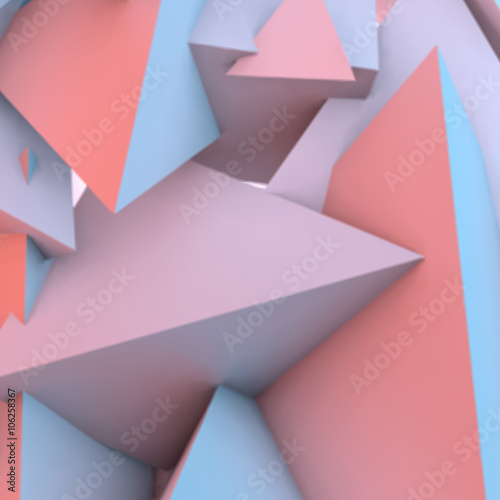 Abstract background with rose quartz and serenity pyramids