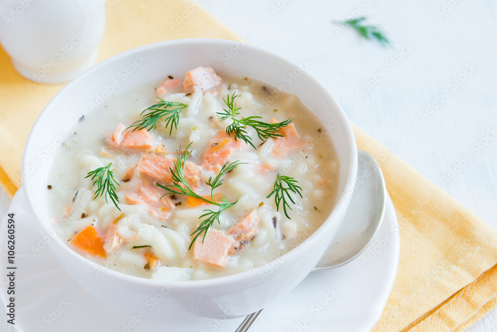 Salmon soup with noodles Salmon soup with noodles