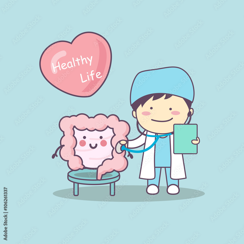 cute cartoon doctor check intestine cute cartoon doctor check intestine
