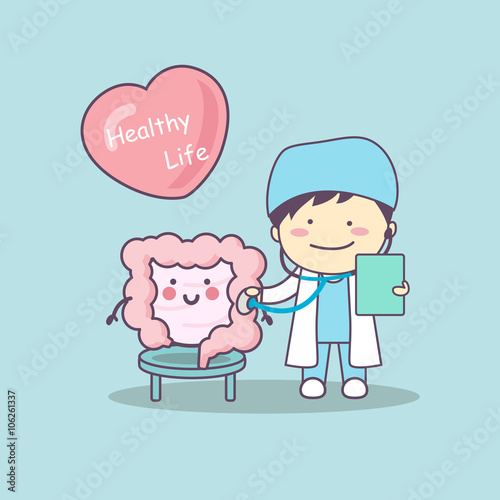 cute cartoon doctor check intestine