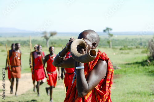 Masai Kudu Horn Blowing - Kenya photo