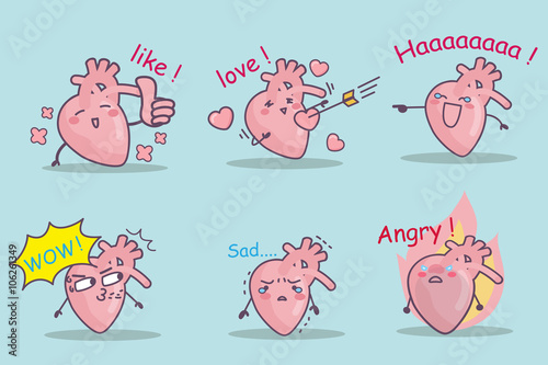 cute cartoon heart set