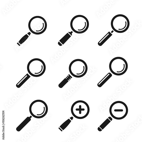 Magnify vector icon and zoom icons