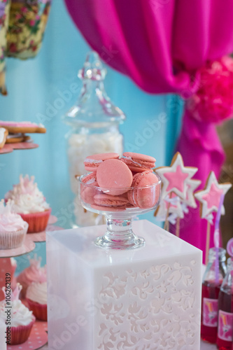 Biscuit. Candy jar on a dessert table at party