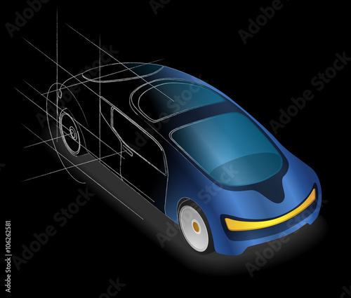 futuristic design vehicle, future car, design sketch, vector illustration