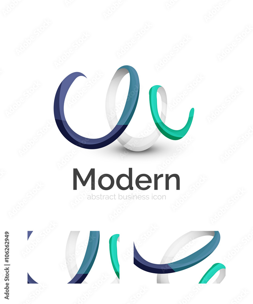 Fototapeta premium Abstract 3d swirl ribbon logo template with business card corporate identity design