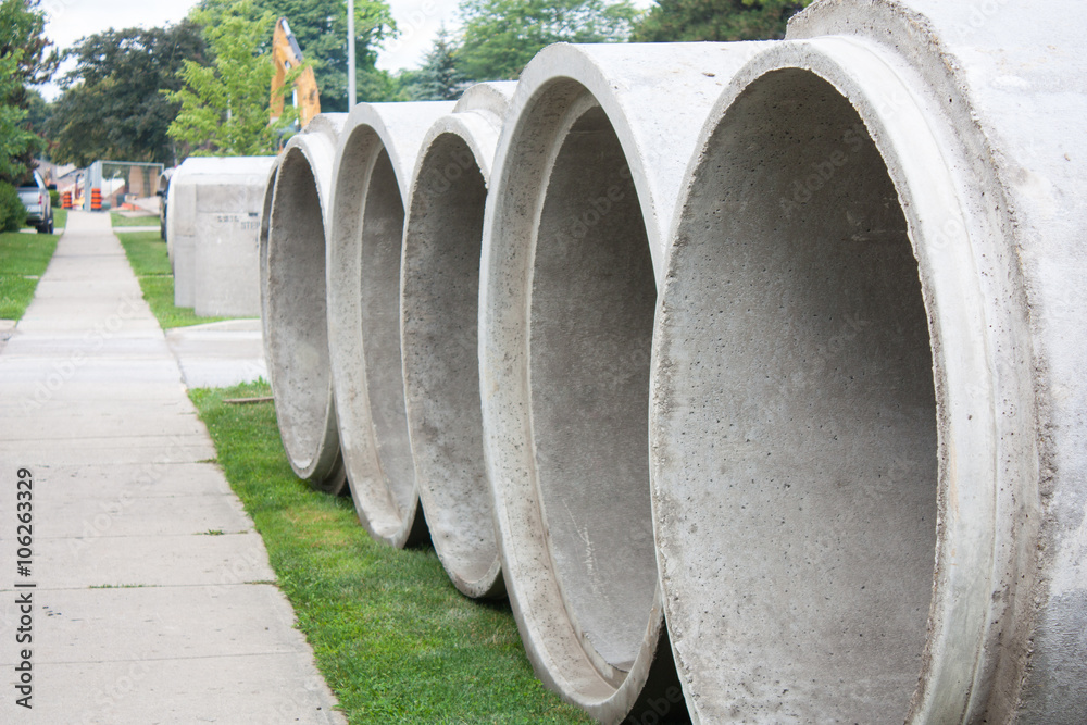 large drainage pipes on construction site large drainage pipes on construction site
