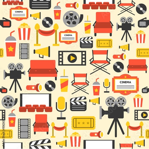 Vector movie element design for background and present paper or fabric in retro style set 2