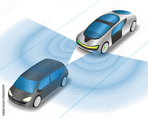 futuristic vehicle and modern vehicle, safety, sensing, vector illustration