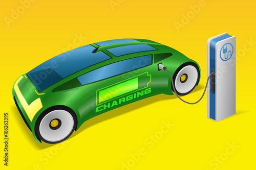 electric vehicle charging station, electric recharging point, vector illustration