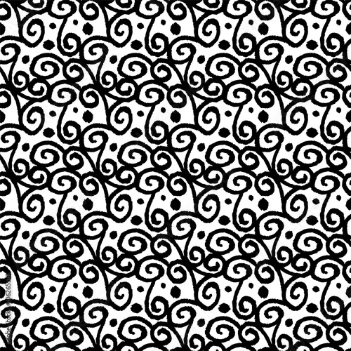 Abstract floral seamless pattern with waves 