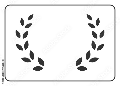 A laurel wreath icon border. Symbol of victory and achievement. Vintage design element for medal, award, coat of arms. Logo champion insignia in frame. Branch, isolated on white. Vector illustration.