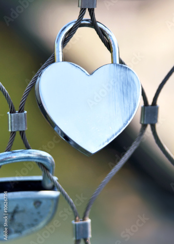 padlock heart, love symbol with copy space. 
