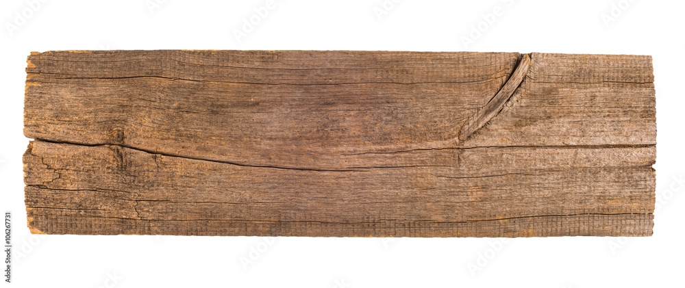 Old wooden board isolated on white background - obrazy, fototapety, plakaty 