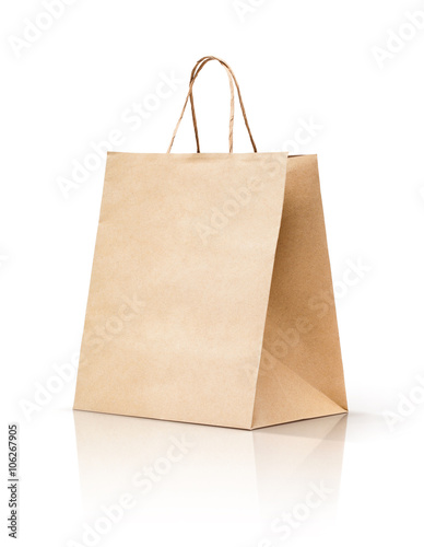 paper kraft shopping bag isolated on white background photo