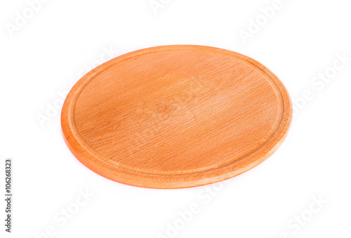 wooden tray for meat and vegetable on white background