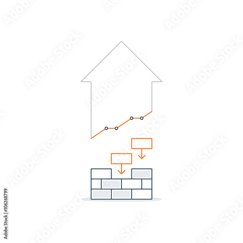 Brick laying, income growth, construction works, linear design