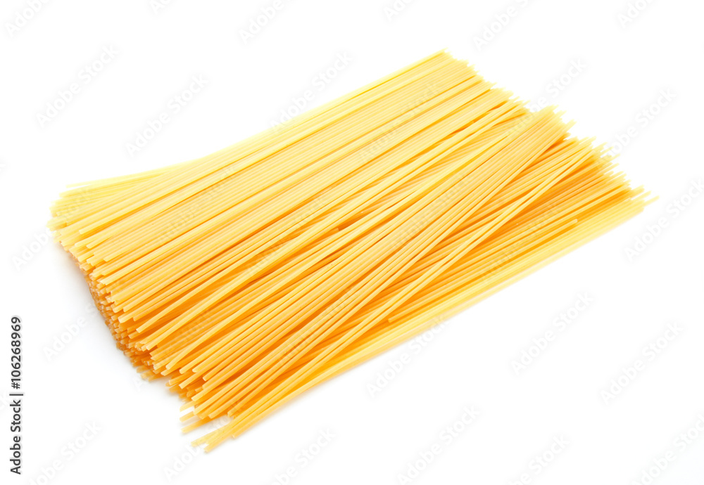 Uncooked Italian spaghetti isolated