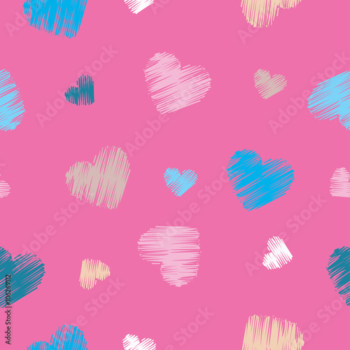 Seamless vector black and white decorative background with hearts. Print. Repeating background. Cloth design, wallpaper.
