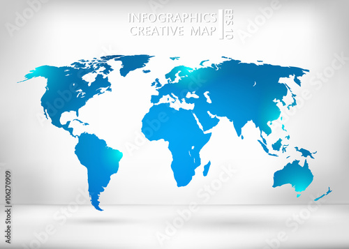 Abstract creative concept vector map of the world for Web and Mobile Applications isolated on background. Vector illustration, creative template design, Business software and social media, origami.