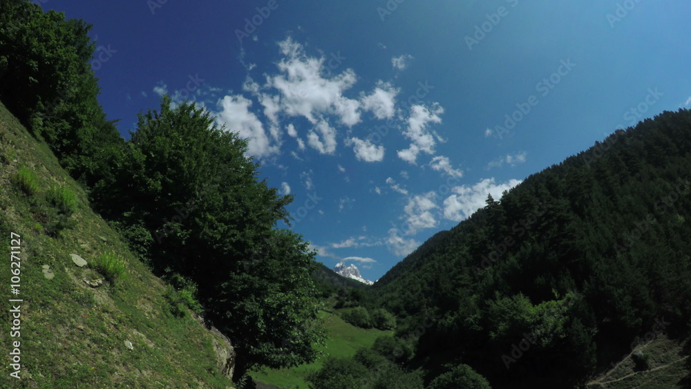 View of mountain peaks mountains Svaneti View of mountain peaks mountains Svaneti