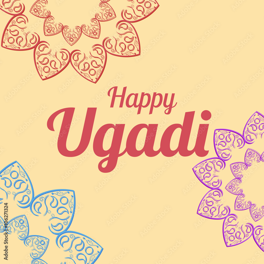 Happy Ugadi card template with mandala
