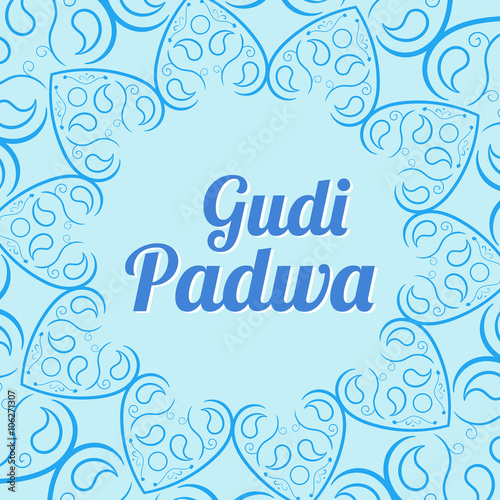 Happy Ugadi Gudi Padwa card with mandala