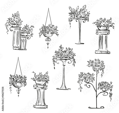 Flower decorations. Vector sketch
