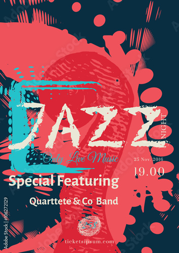 Wall Mural Vector jazz, rock or blues music poster template.