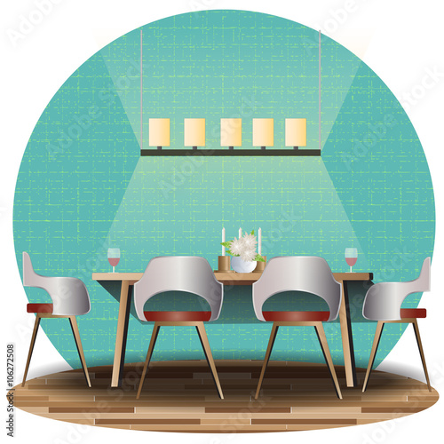 Dining room elevation set with background for interior,vector illustration