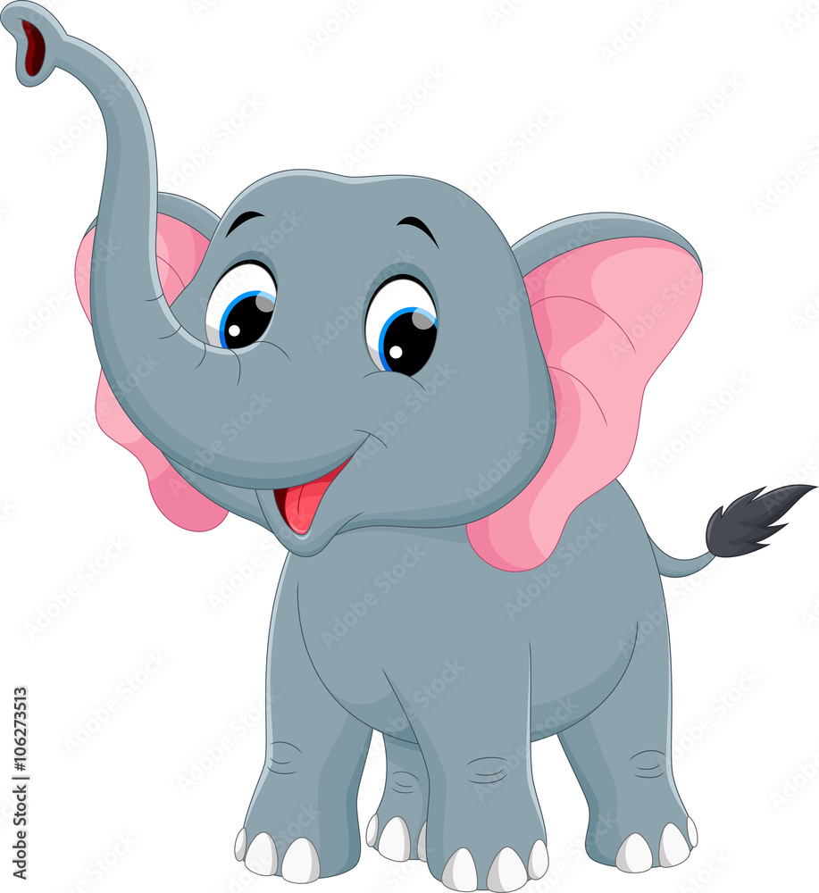 Vector illustration of cute elephant cartoon Stock Vector | Adobe Stock