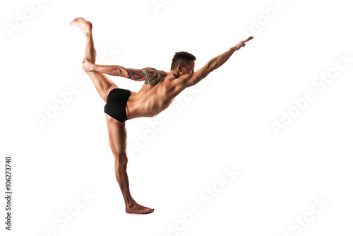 yoga class, the dancer's posture, a deep chest deflection