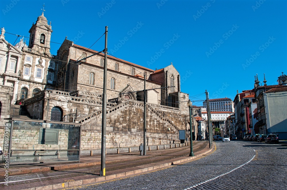  Street view and facade of the Church of Saint Francis  in Porto. Portugal