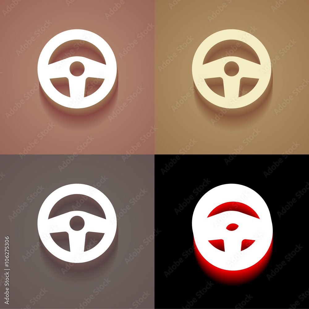 Fototapeta premium 3_Vintage_Icons_With_Long_Shadow