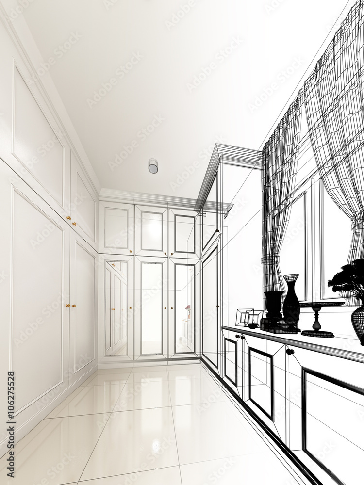 abstract sketch design of interior walk-in closet Stock Illustration ...