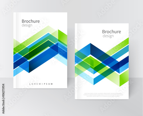 Brochure, leaflet, flyer, cover template. Abstract background blue and green diagonal lines. stock-vector EPS 10