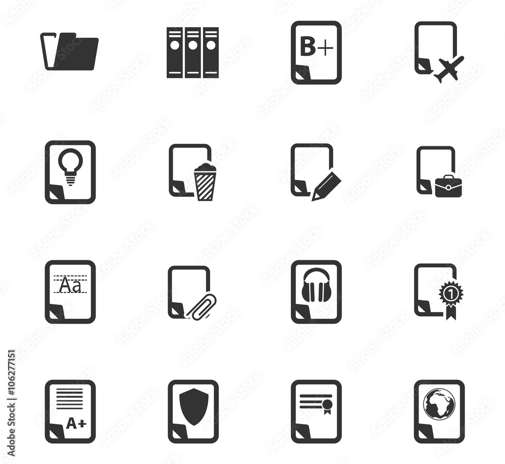 Documents icons set Documents icons set